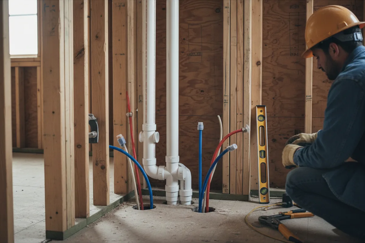 Drain and supply rough-in during Drain Cleaning in Fort Gratiot
