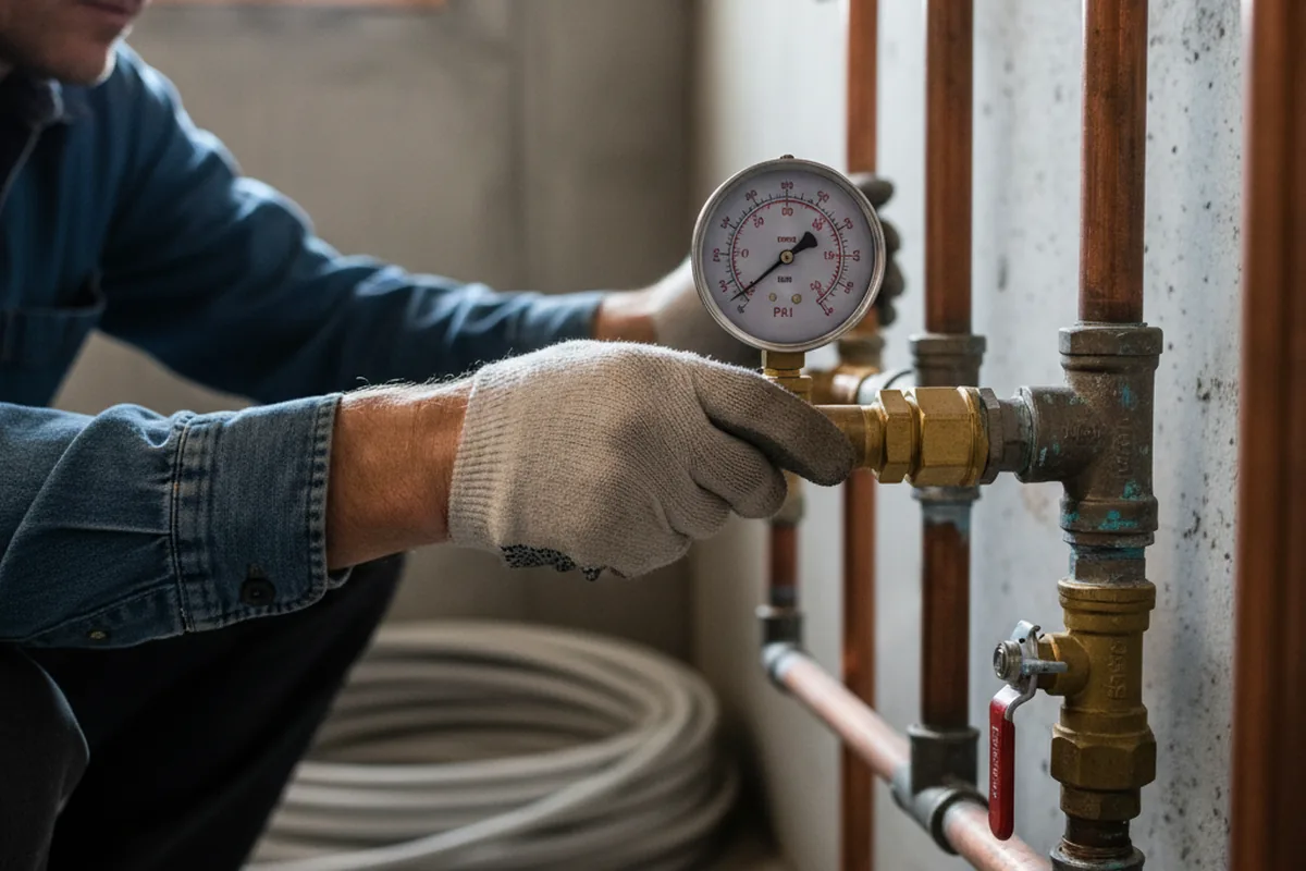 Pressure testing a repaired line during Water Line Repair in Fort Gratiot